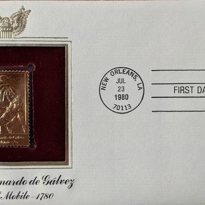 General Bernardo de Galvez Battle Of Mobile 1780 Gold Stamp Replica First Day Cover