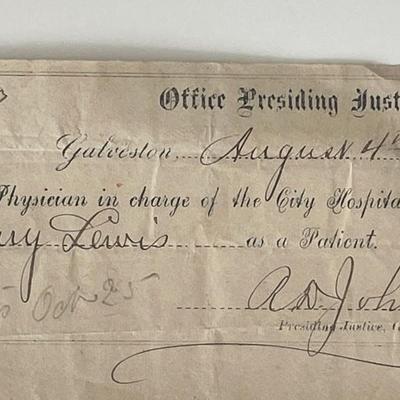 A.D. Johnson signed hospital permit 