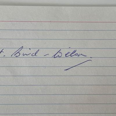 WW2 flying ace H. Bird-Wilson autograph note
