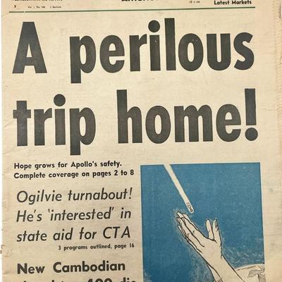 1970 The Chicago American Original Vintage Newspaper - Apollo 13
