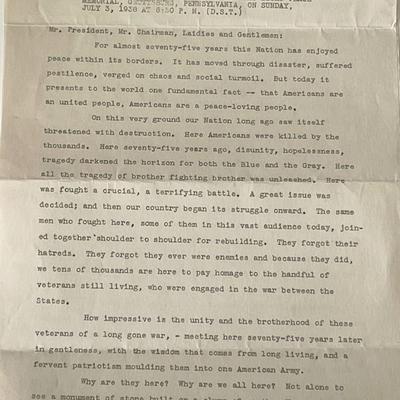 Gov. of Pennsylvania George H. Earle signed letter