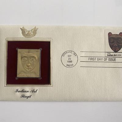 Indian Art Tlingit Gold Stamp Replica First Day Cover