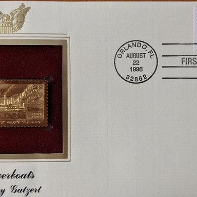 Riverboats Bailey Gatzert Gold Stamp Replica First Day Cover