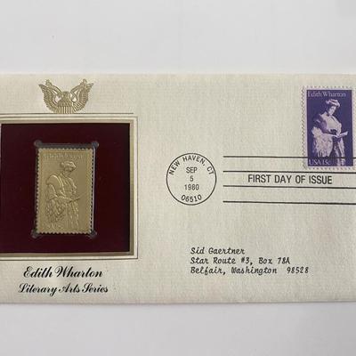 Edith Wharton Literary Arts Series Gold Stamp Replica First Day Cover