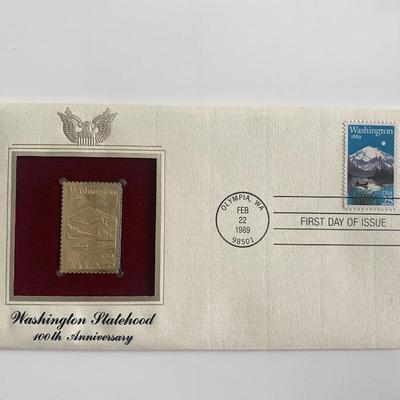  Washington Statehood 100th Anniversary Gold Stamp Replica First Day Cover