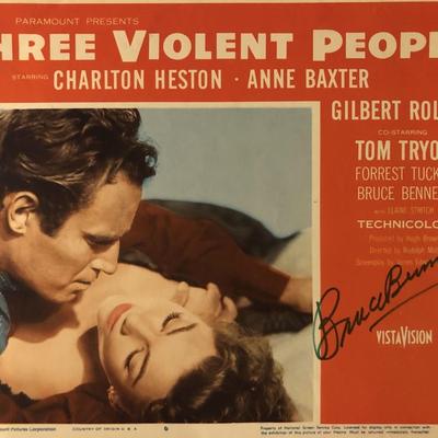 Three Violent People signed lobby card