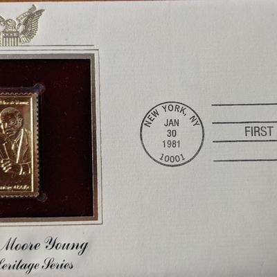 Black Heritage Series Whitney Moore Young Gold Stamp Replica First Day Cover