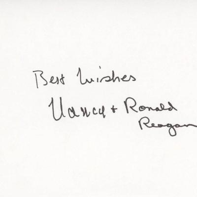 Nancy and Ronald Reagan signature cut