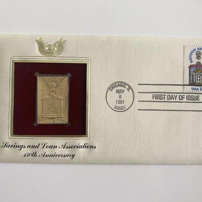 Savings and Loans Associations 150th Anniversary Gold Stamp Replica First Day Cover