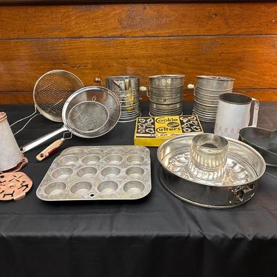 Vintage Baking Supplies Including Cookie Cutters, Flour Sifters and More!
