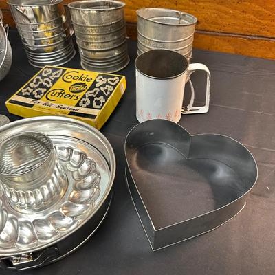 Vintage Baking Supplies Including Cookie Cutters, Flour Sifters and More!