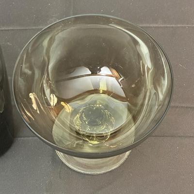 Vintage Smokey Tinted Pitcher and Candy Dish