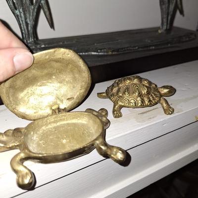 2 Brass turtles