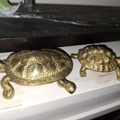 2 Brass turtles