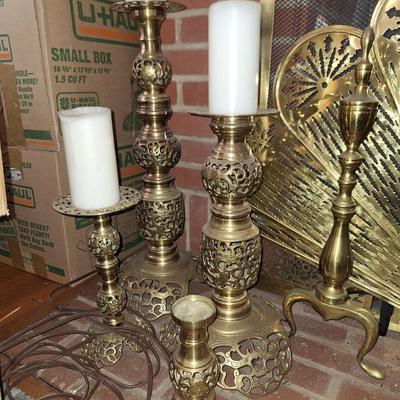 4 Assorted sizes Brass Candle Pillars