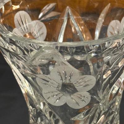 Vintage Etched Glass Pitcher, Vase and Compote