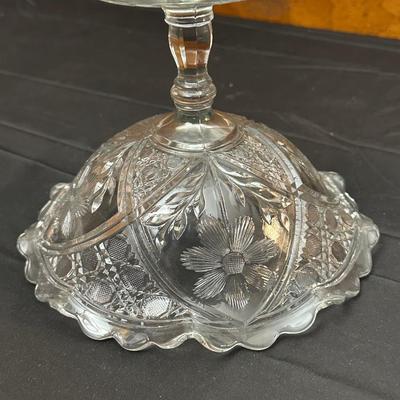Vintage Etched Glass Pitcher, Vase and Compote