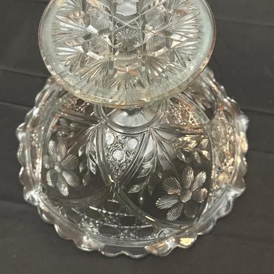 Vintage Etched Glass Pitcher, Vase and Compote