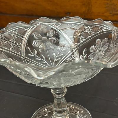 Vintage Etched Glass Pitcher, Vase and Compote
