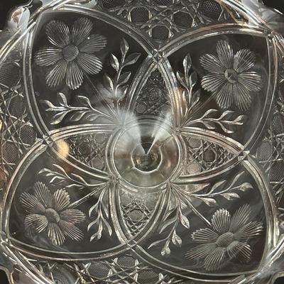 Vintage Etched Glass Pitcher, Vase and Compote