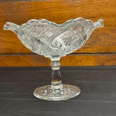 Vintage Etched Glass Pitcher, Vase and Compote