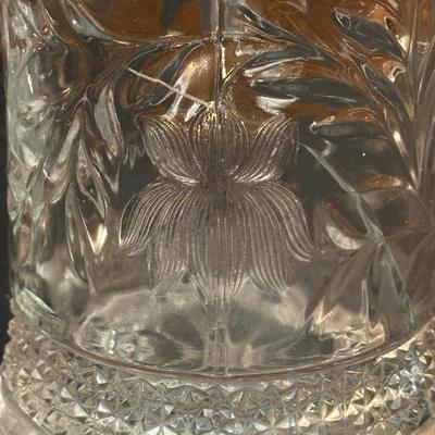 Vintage Etched Glass Pitcher, Vase and Compote