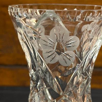 Vintage Etched Glass Pitcher, Vase and Compote