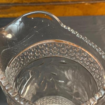 Vintage Etched Glass Pitcher, Vase and Compote