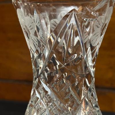 Vintage Etched Glass Pitcher, Vase and Compote