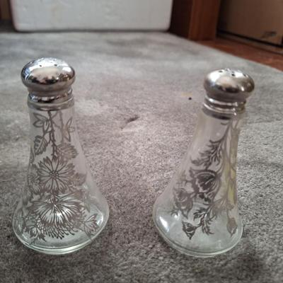 2 Silver-leaf Salt and Pepper Shakers