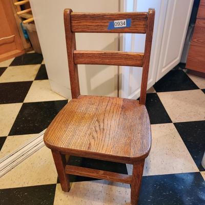 Vintage Solid Wood Oak Child Chair