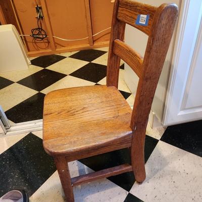 Vintage Solid Wood Oak Child Chair