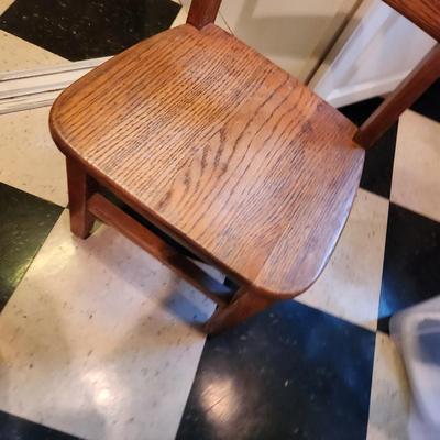 Vintage Solid Wood Oak Child Chair