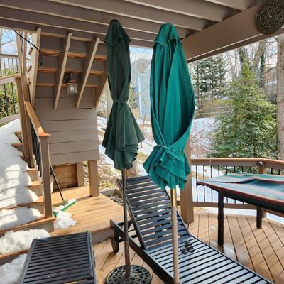 2 Outdoor Patio Umbrellas with Metal Bases
