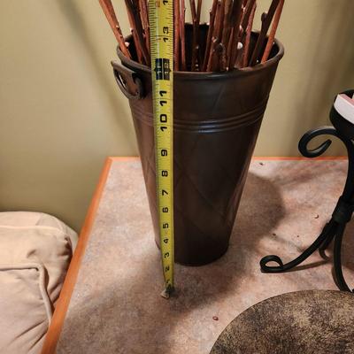 Lot of 6 Home Decor Lot Candle Holders Heavy Metal Bowl, Bucket, 2 Plant Vases