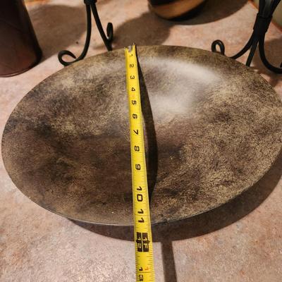 Lot of 6 Home Decor Lot Candle Holders Heavy Metal Bowl, Bucket, 2 Plant Vases