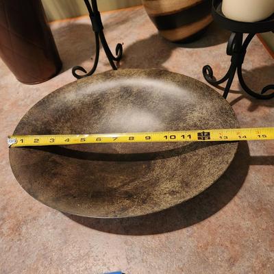 Lot of 6 Home Decor Lot Candle Holders Heavy Metal Bowl, Bucket, 2 Plant Vases