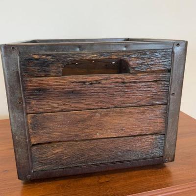 908 Antique Wood & Metal Milk Crate