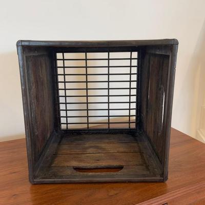 908 Antique Wood & Metal Milk Crate