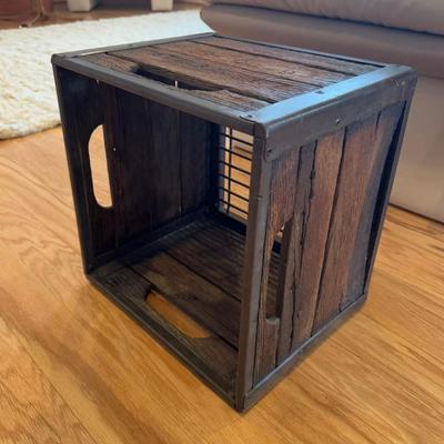 908 Antique Wood & Metal Milk Crate