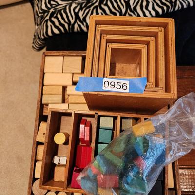 Large Lot of Wood Blocks Toys