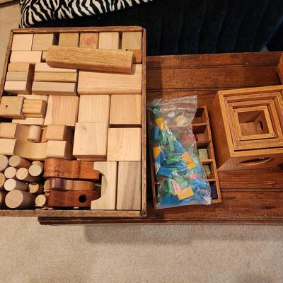 Large Lot of Wood Blocks Toys