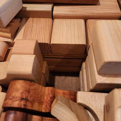 Large Lot of Wood Blocks Toys