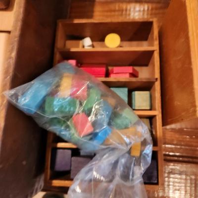 Large Lot of Wood Blocks Toys