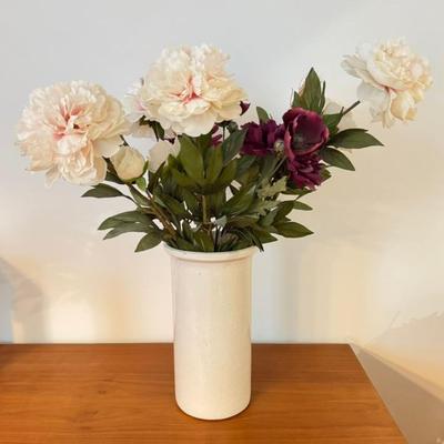 919 Silk Flowers In White Ironstone Vase