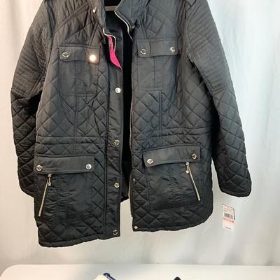 Lot L 346 NWT MICHAEL KORS Black Quilted Jacket, (size 2X) Mittens, Gloves, Ear Muffs
