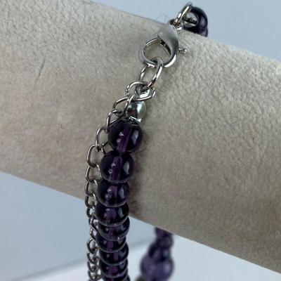 chunky strand AMETHYST GEMSTONE PENDANT NECKLACE