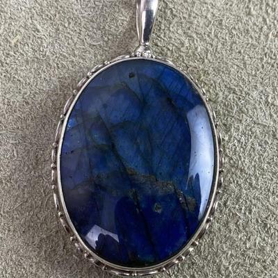 SAJEN BALINESE STERLING SILVER ABALONE & LABRADORITE PENDANT