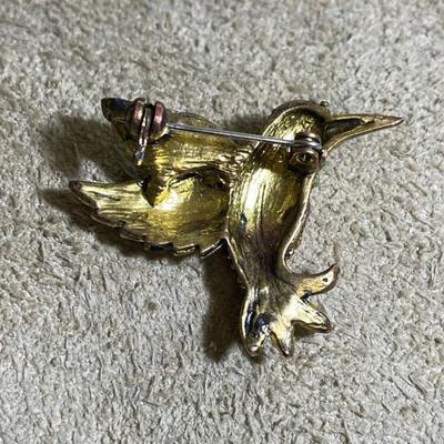vintage MULTICOLOR RHINESTONE HUMMINGBIRD PIN