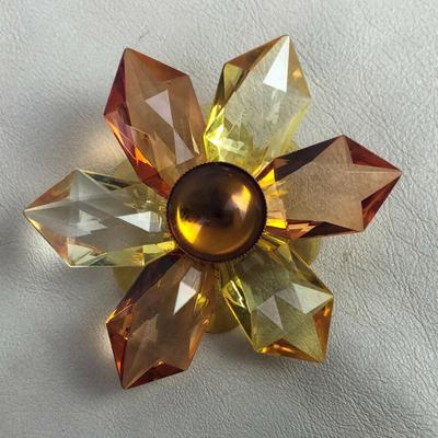 vintage AMBER LUCITE STAR BROOCH & DANGLE EARRINGS